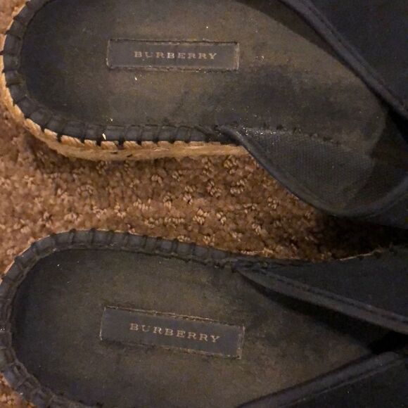 BURBERRY Black Espadrille Low Wedge Slide Sandals Size 8 - Picture 3 of 6